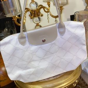 Longchamp small tote cream w gray